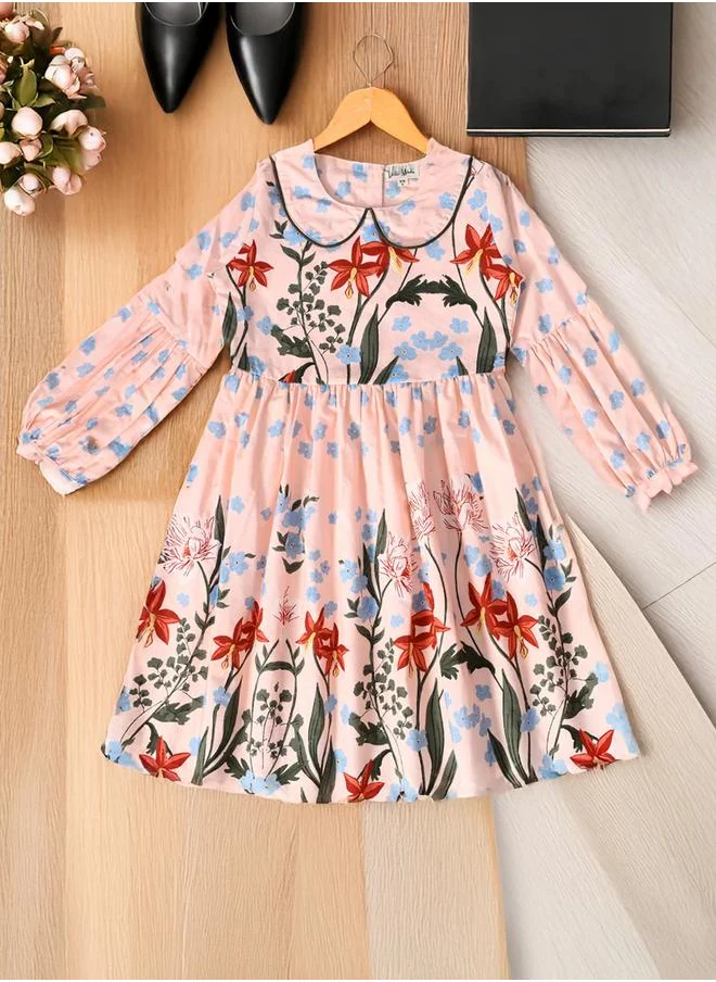 بيلا مودا Bella Moda Floral Printed Peter Pan Collared A-Line Dress