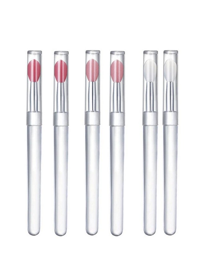 Luzen 6Pcs Professional Silicone Lip Brushes With Lid Plastic Handle Lipstick Lip Gloss Makeup Silicone Brush Cosmetic Applicator Beauty Tool For Applying Lipstick Cream Or Eye Shadow 110Mm  - Image 1