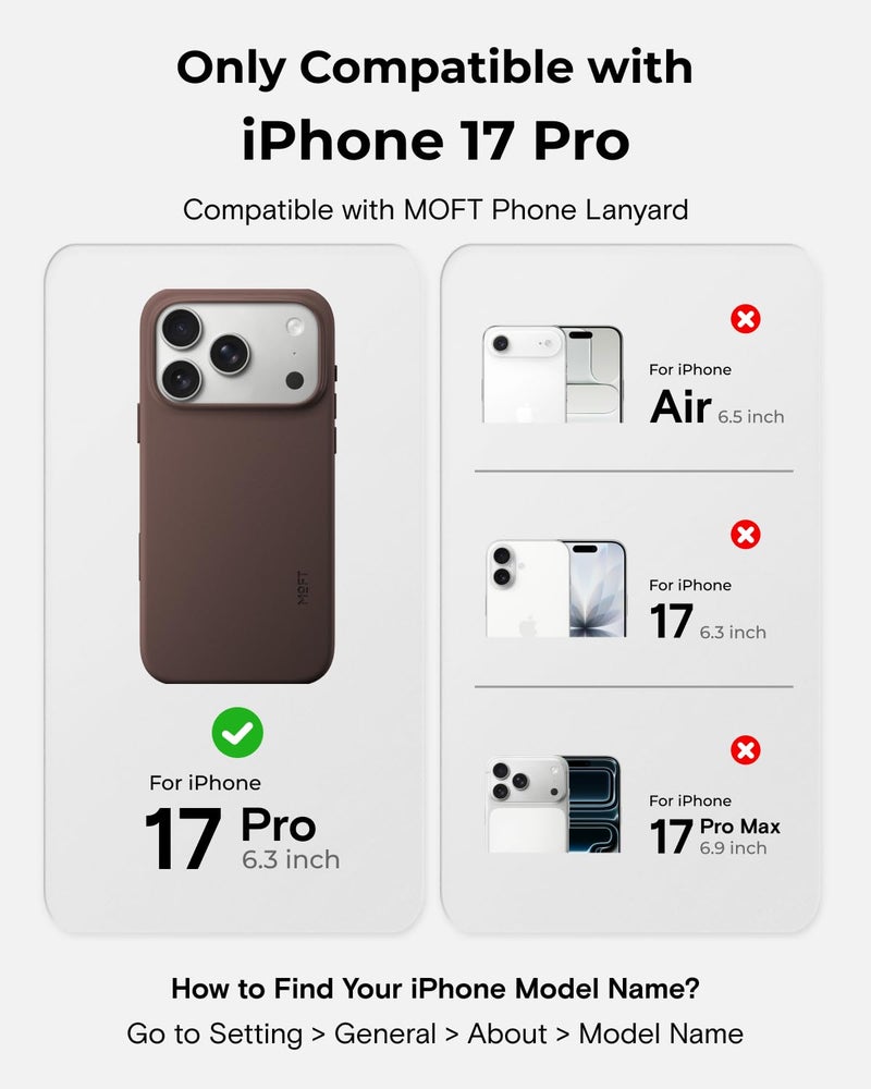 MOFT for iPhone 17 Pro Case- MOVAS Snap Case, MagSafe Compatible, Soft-Touch Vegan Leather, Classic Minimalist Design, Lightweight, Stain-Resistant & Camera Protection, Brownie - Image 2