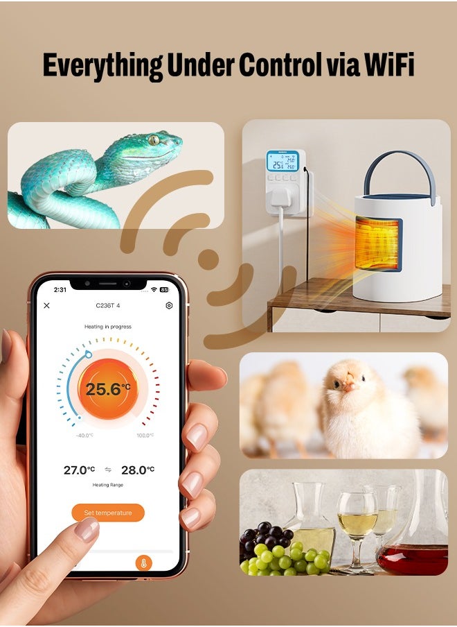 INKBIRD - INKBIRD Plug-in Timer Thermostat C236T, 10 in 1 Programmable Heating and Cooling Temperature Controller with Temp Control, Time Control, Temp and Time Control, High Low Temperature Alarm, Refrigeration Delay, and Setting Memory - Image 1