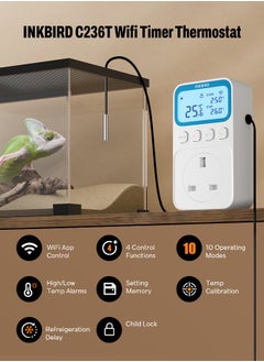 INKBIRD INKBIRD Plug-in Timer Thermostat C236T, 10 in 1 Programmable Heating and Cooling Temperature Controller with Temp Control, Time Control, Temp and Time Control, High Low Temperature Alarm, Refrigeration Delay, and Setting Memory  - Image 3