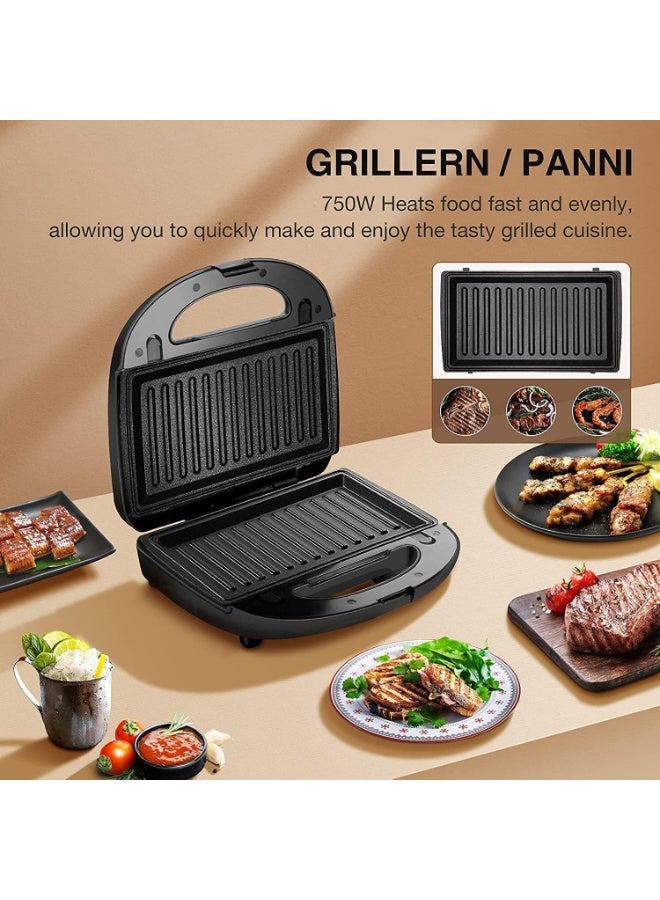 MUNTAQI 3-in-1 Waffle Maker with Removable Plates – Sandwich, Panini & Belgian Waffle Maker Machine, Non-Stick Grill Press with Indicator Lights, Compact Breakfast Maker for Home Kitchen, Easy to Clean - Image 2