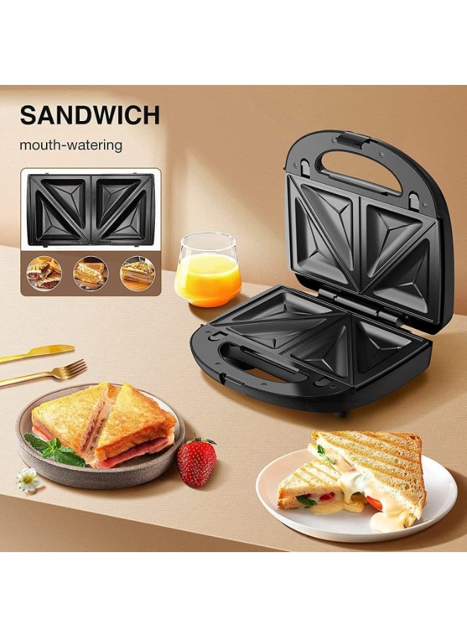 MUNTAQI 3-in-1 Waffle Maker with Removable Plates – Sandwich, Panini & Belgian Waffle Maker Machine, Non-Stick Grill Press with Indicator Lights, Compact Breakfast Maker for Home Kitchen, Easy to Clean - Image 3