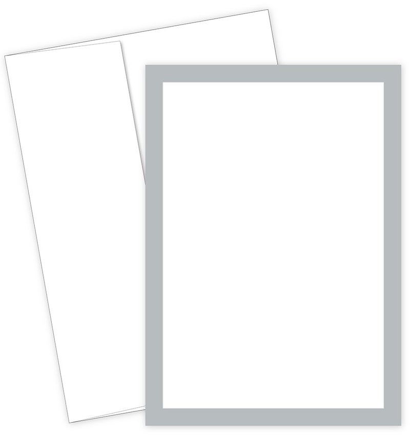 Great Papers Metallic Silver Border Flat Card Invitation with Envelopes 55x775 20 Count 152678