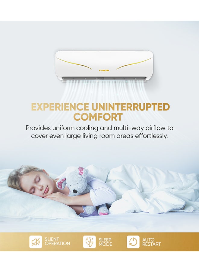 NIKAI 1 Ton Rotary Split AC, Energy Efficient Cooling Air Conditioner with T3 Tropical Rotary Compressor, R410 Gas, 4 Way Swing, 12000 BTU AC, Gold Fin technology, Auto Restart, Best For Small Room And Office NSAC12131N24 White - Image 4