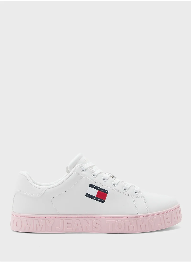 تومي جينز Outsole Logo Lace Up Low Top Sneakers