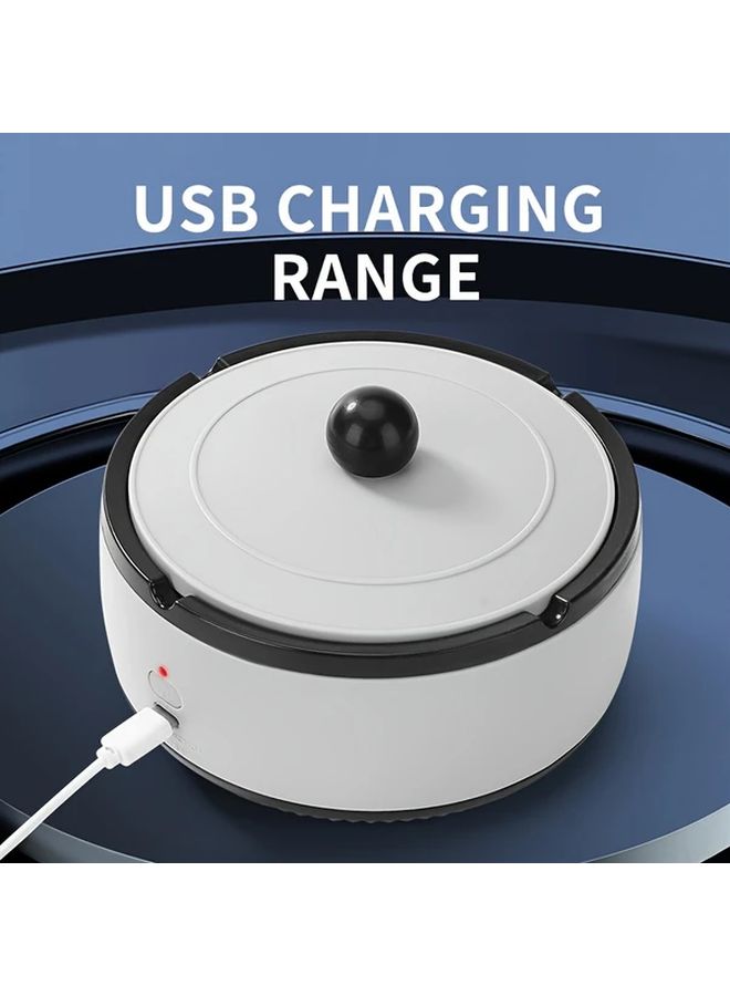 White Smart Ashtray Usb Powered One Touch Ash Disposal Compact Desk Organizer Minimalist Design For Home Office Living Room - Image 5