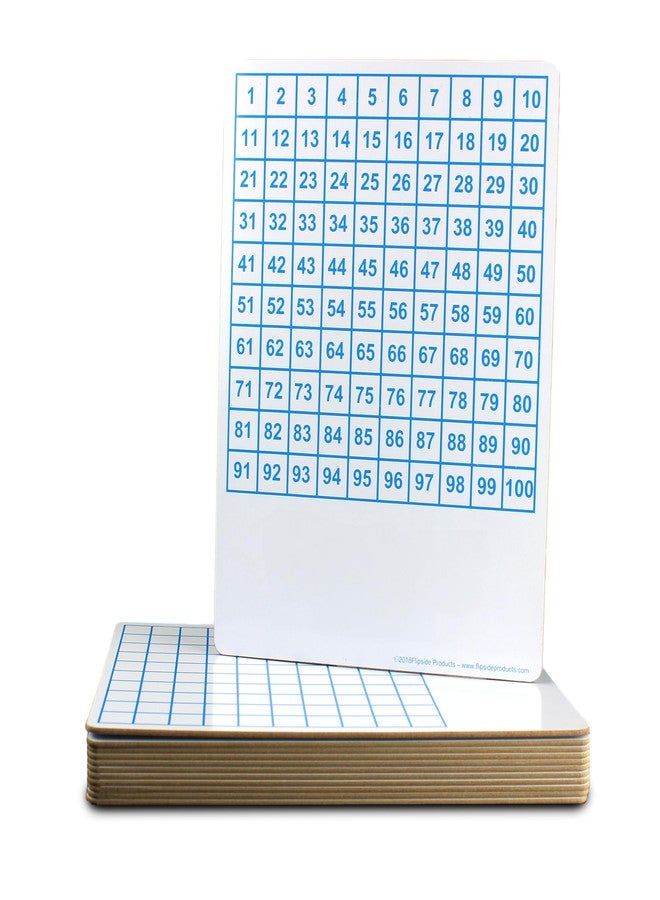 Flipside Products 9" x 12" Two Sided Dry Erase Board Hundreds Grid, Learn to Count, Counting Aid, Number Chart, Classroom and Home, Pack of 12 - Image 1