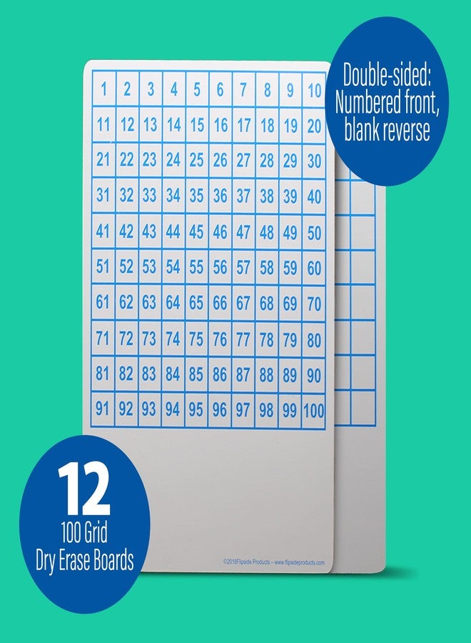 Flipside Products 9" x 12" Two Sided Dry Erase Board Hundreds Grid, Learn to Count, Counting Aid, Number Chart, Classroom and Home, Pack of 12 - Image 2