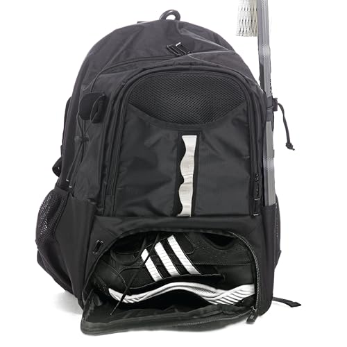Athletico Turf Extra Large Lacrosse Backpack - Holds Lacrosse & Field Hockey Equipment - Two Stick Holders, Separate Cleats Compartment (Black) - Image 1