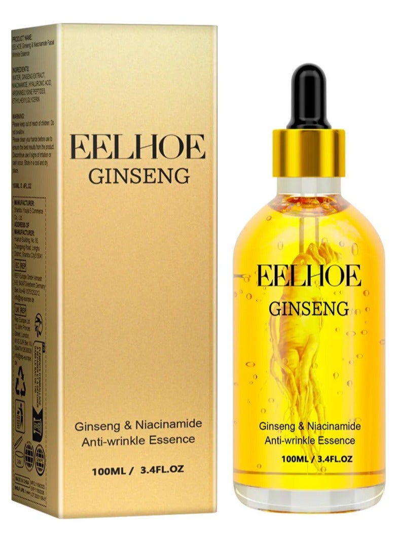 EELHOE Ginseng & Niacinamide Anti-wrinkle Essence, Ginseng Polypeptide Anti-Wrinkle Essence, Ginseng Anti Ageing Serum for Women 100ml - Image 1
