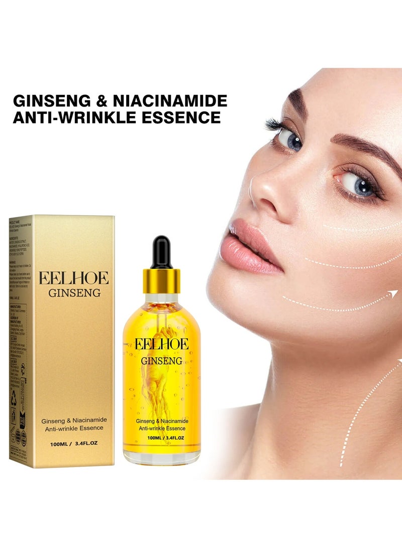 EELHOE Ginseng & Niacinamide Anti-wrinkle Essence, Ginseng Polypeptide Anti-Wrinkle Essence, Ginseng Anti Ageing Serum for Women 100ml - Image 3