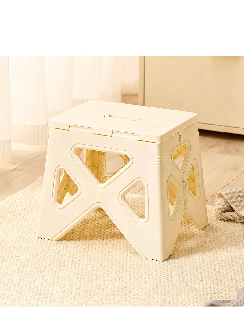 مقعد قابل للطي، مسند قدم سميك محمول، مقعد خارجي غير قابل للانزلاق، يمكن حمله باليد، قوي ومتين، مناسب للمطبخ والحمام والحديقة والخارجية وغرفة المعيشة، 22.5*20.5*20.5 سم - Image 1