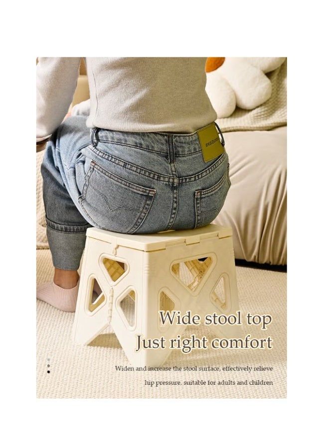 مقعد قابل للطي، مسند قدم سميك محمول، مقعد خارجي غير قابل للانزلاق، يمكن حمله باليد، قوي ومتين، مناسب للمطبخ والحمام والحديقة والخارجية وغرفة المعيشة، 22.5*20.5*20.5 سم - Image 3