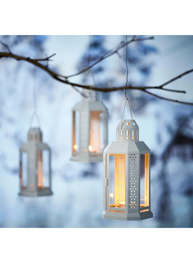 Zaboon Lantern for tealight, in/outdoor, white, 22 cm - Image 5