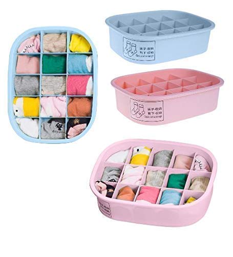 JAPTI japti plastic socks storage organizer box with liddrawer innerwear organizer for men women lingerie storage boxunderwear holder box15gridmulticolour - Image 3