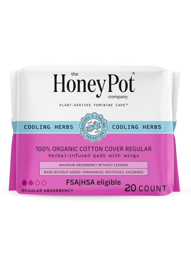the Honey Pot company The Honey Pot Company - Herbal Pads for Women - Regular Flow w/Wings - Infused w/Essential Oils for Cooling Effect & Organic Cotton Cover - Sanitary Pads for Women - Feminine Care - FSA & HSA - 20ct - Image 1