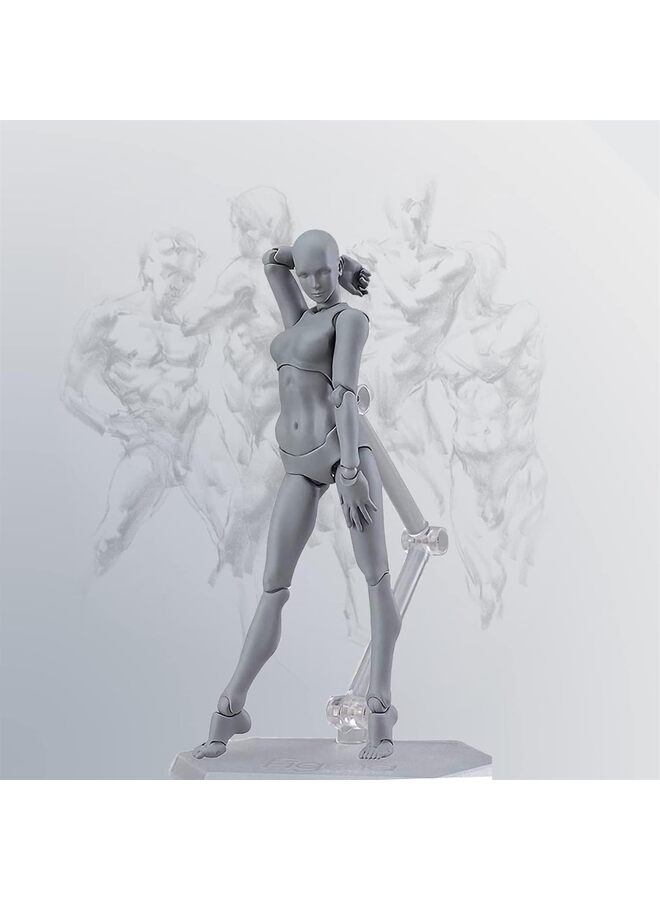 2pcs Artists Manikin Art Mannequin Figures Supplies Drawing Tools,Small Drawing Figure Model for Sketching, Painting, Artists Male+Female Set - Image 3