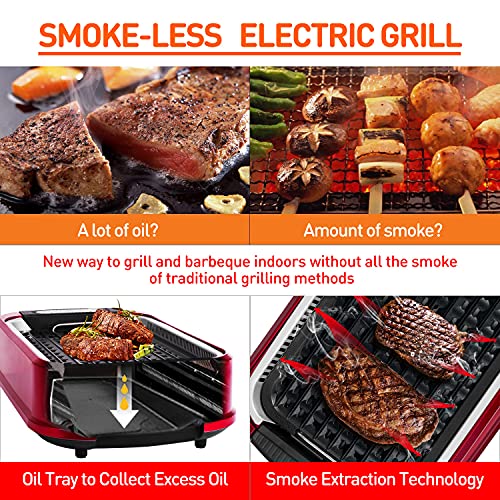 Techwood Smokeless Indoor Grill, Techwood 1500W Electric Grill Portable Korean Grill Non-Stick Grill Plates with Temperature Control, Removable Drip Tray, Tempered Glass Lid, Dishwasher-Safe - Image 4