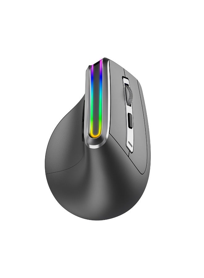 Ergonomic Mouse, RGB LED Bluetooth Rechargeable Wireless Vertical Mouse, 3 Multi-Device Connectivity for Computer/PC/Laptop, 2.4GHz Optical Mice for Windows, Mac OS - Image 1