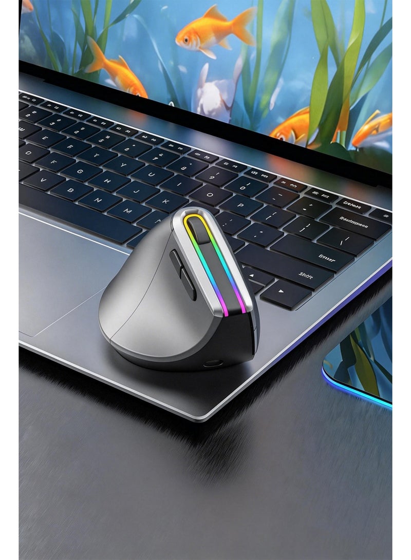 Ergonomic Mouse, RGB LED Bluetooth Rechargeable Wireless Vertical Mouse, 3 Multi-Device Connectivity for Computer/PC/Laptop, 2.4GHz Optical Mice for Windows, Mac OS - Image 3
