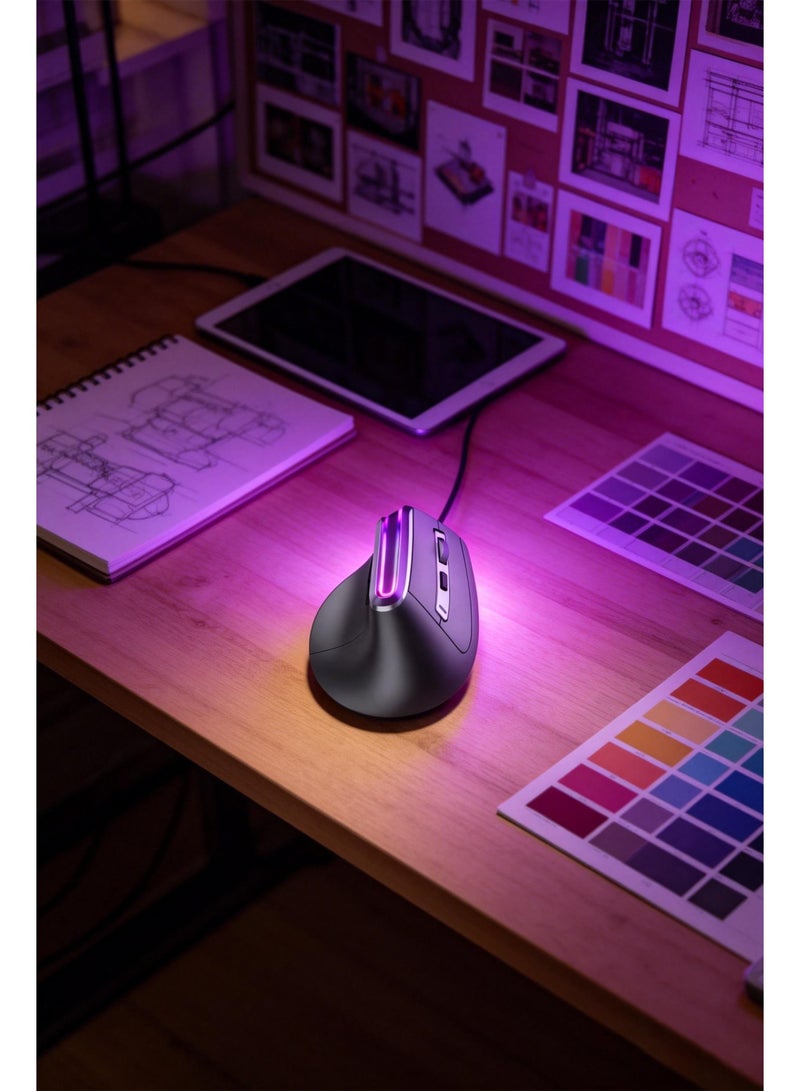 Ergonomic Mouse, RGB LED Bluetooth Rechargeable Wireless Vertical Mouse, 3 Multi-Device Connectivity for Computer/PC/Laptop, 2.4GHz Optical Mice for Windows, Mac OS - Image 5