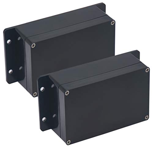 Raculety 2 Pack Project Box IP65 Waterproof Junction Box ABS Plastic Black Electrical Boxes DIY Electronic Project Case Power Enclosure with Fixed Ear 6.22 x3.54 x2.36 inch(158x90x60mm) - Image 1
