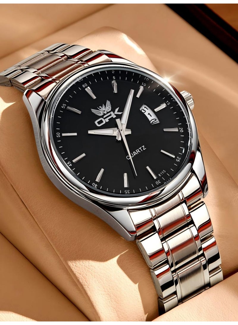 OPK Men's Watches Stainless Steel Waterproof Luminous Date Quartz Analog Watch for Men Fashion Business Casual Classic Men's Wrist Watch - Image 1