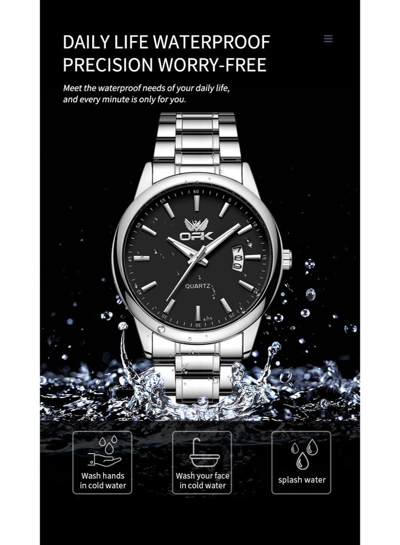 OPK Men's Watches Stainless Steel Waterproof Luminous Date Quartz Analog Watch for Men Fashion Business Casual Classic Men's Wrist Watch - Image 4