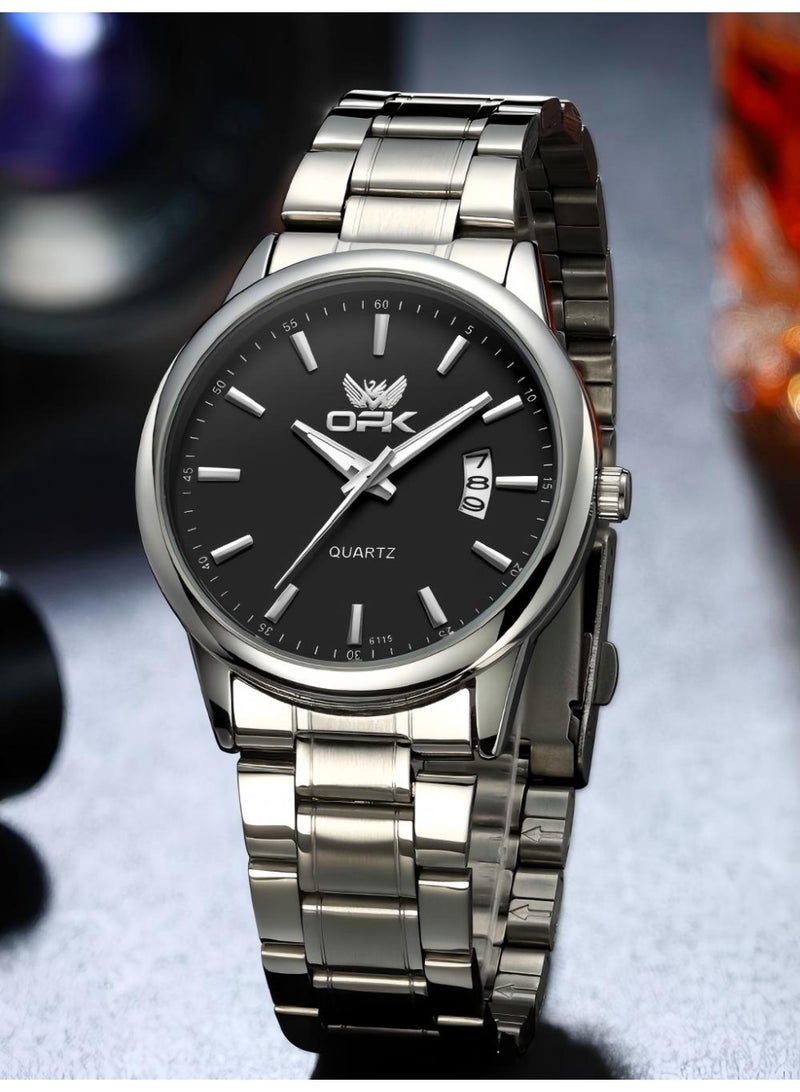 OPK Men's Watches Stainless Steel Waterproof Luminous Date Quartz Analog Watch for Men Fashion Business Casual Classic Men's Wrist Watch - Image 2