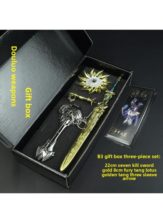 Tang San Soul Bone Metal Children's Gift Set Animation Surrounding Douluo Mainland Eight Spears Haotian Hammer Toy Handmade-Color:B3 Golden Seven Kills + Lotus + Sleeve Arrow  - Image 1