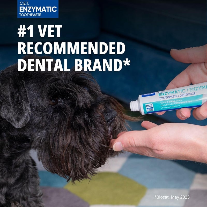 Virbac C.E.T. Oral Hygiene Kit for Cats and Dogs | 3 Piece Set with Dual Ended Toothbrush, Fingerbrush, and Poultry Flavor 2.5 oz tube of Toothpaste | Remove Plaque & Tartar Buildup - Image 1
