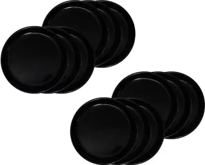 Coolkart Plastic Buffet Plates Set of 9 Black Perfect for Daily Usage Plates for Home Cafe Restaurants Hotels - Image 1