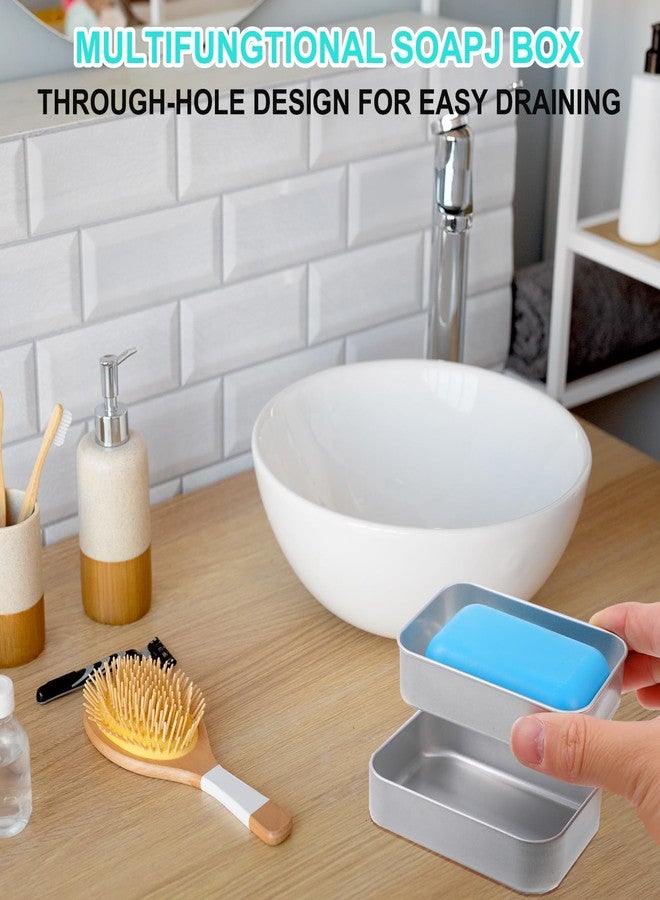 Tyqour Aluminium Travel Soap Container Metal Travel Soap Dish with Lid Self Draining Soap Tin Bar Holder Case Box for Camp Travel Gym Hiking Home Bathroom - Image 3