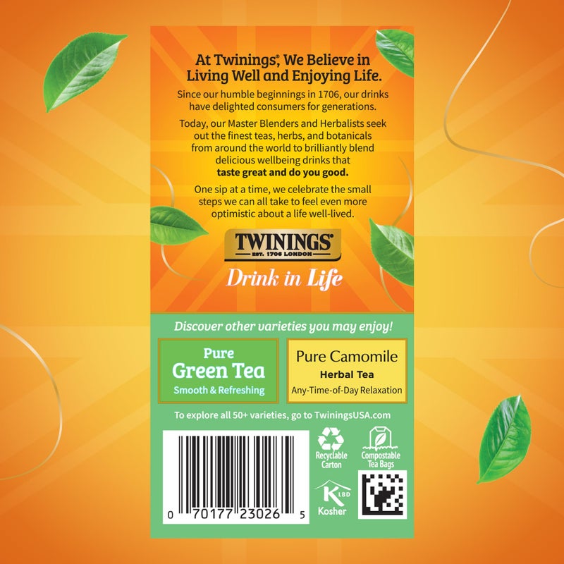 Twinings Pure White Tea Individually Wrapped Bags, 20 Count (Pack of 1), Light & Fresh, Caffeinated, Enjoy Hot or Iced, 20 Teabags - Image 5