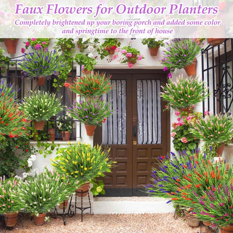 Dexpinzo 32 Bundles Realistic Artificial Flowers for Outdoors, UV Resistant Fake Lavender Flowers Monkey Grass Plastic Faux Plants Shrubs for Outside Garden Yard Porch Pots Window Box Hanging Planters Decor - Image 3