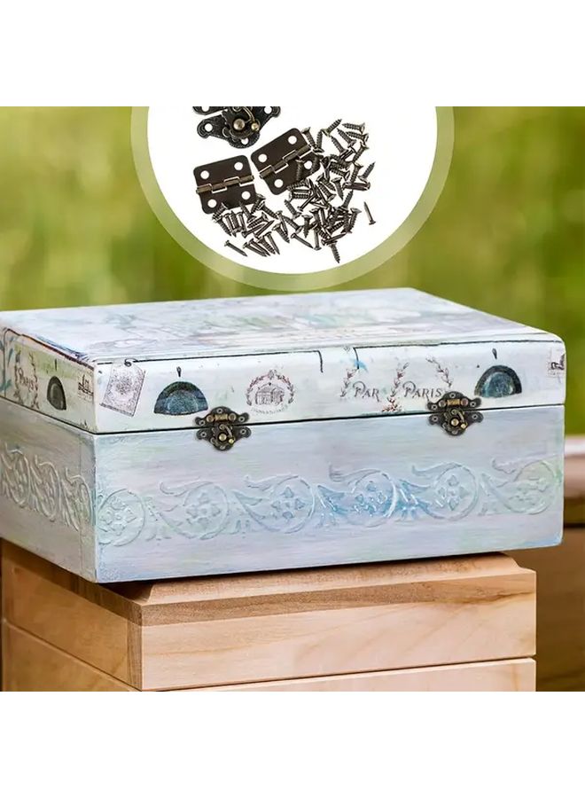 Zinc Alloy Buckle Locks And Hinges 36Pcs Set For Wooden Storage Box With Screws - Image 4
