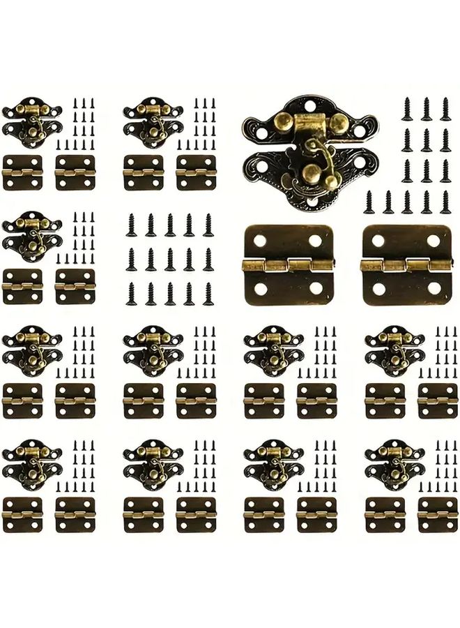 Zinc Alloy Buckle Locks And Hinges 36Pcs Set For Wooden Storage Box With Screws - Image 1