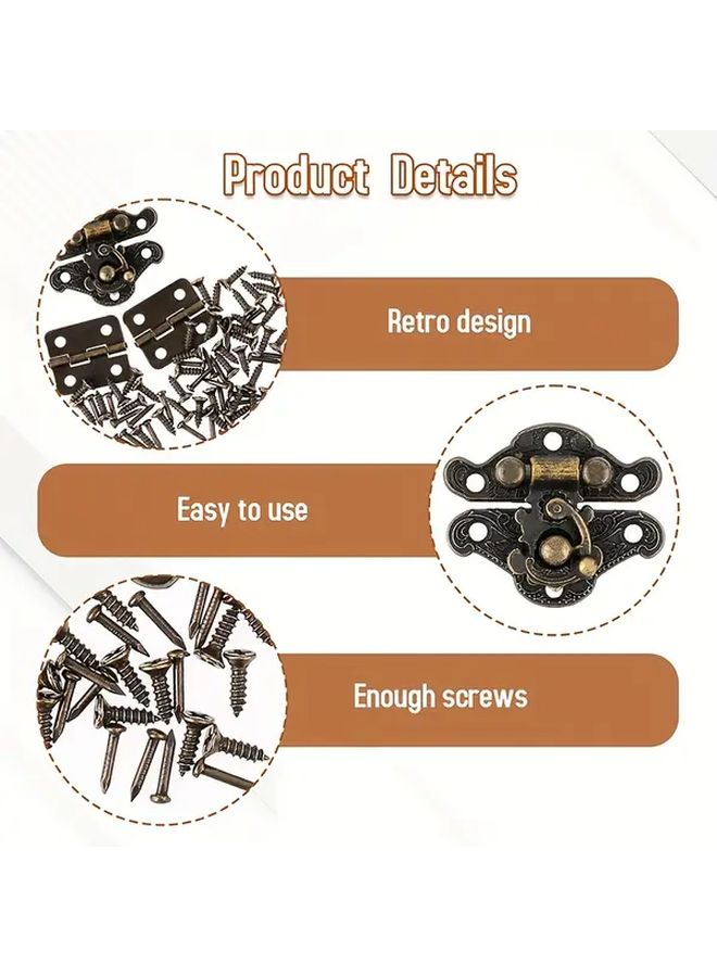 Zinc Alloy Buckle Locks And Hinges 36Pcs Set For Wooden Storage Box With Screws - Image 5