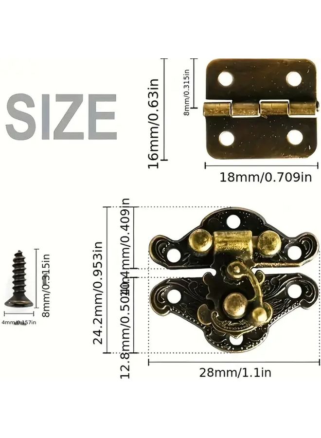 Zinc Alloy Buckle Locks And Hinges 36Pcs Set For Wooden Storage Box With Screws - Image 2