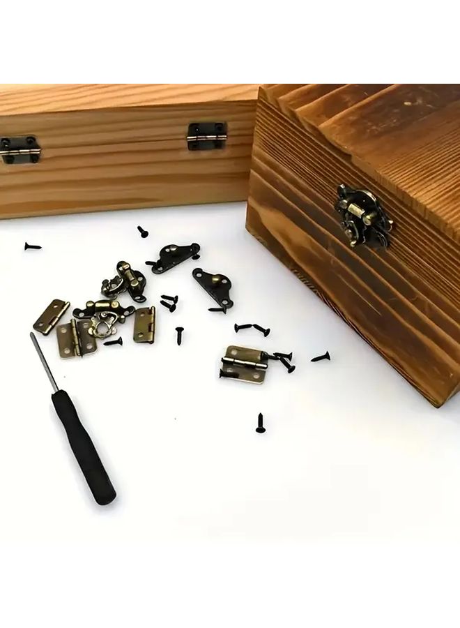Zinc Alloy Buckle Locks And Hinges 36Pcs Set For Wooden Storage Box With Screws - Image 3