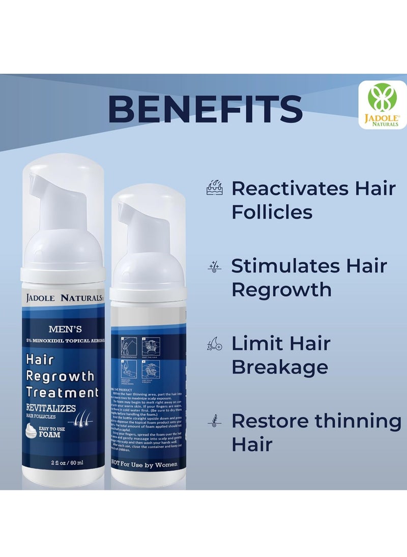 Jadole Naturals Men's 5% Minoxidil Foam for Hair Loss and Hair Regrowth, Topical Treatment for Thinning Hair, 3-Month Supply (Pack of 3)