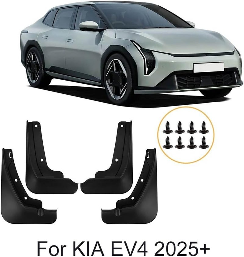 4 Pack Mud Flaps for KIA EV4 2025+ | Front and Rear Splash Guards Compatible with for KIA EV4 | Black PP Plastic Fender Mudguards with Pre-Drilled Holes for Easy Installation - Image 2