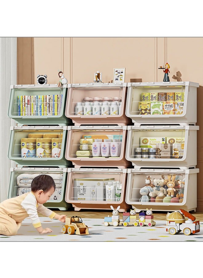 JCB CHIC صندوق تخزين بلاستيك بسعة كبيرة ， صناديق تخزين مع أغطية ， خزانة تخزين مفتوحة ， صندوق تخزين متعدد الاستخدامات صندوق تخزين للملابس والألعاب والكتب والوجبات الخفيفة (9 قطع) - Image 1