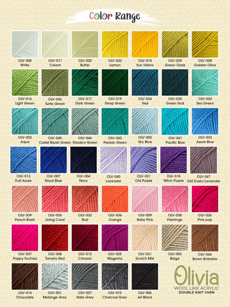 Ganga Acrowools Olivia, Double Knit Yarn. Hand Knitting And Crochet Yarn. Oekotex Class 1 Certified. Pack Of 2 Balls - 100Gms Each. Shade No - Olv015, Yellow - Image 3