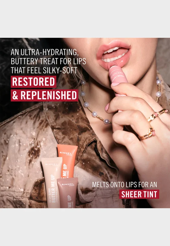 RIMMEL LONDON Oh My Gloss Butter Me Up Lip Butter Balm - 001 - Latte Delight, 15ml
