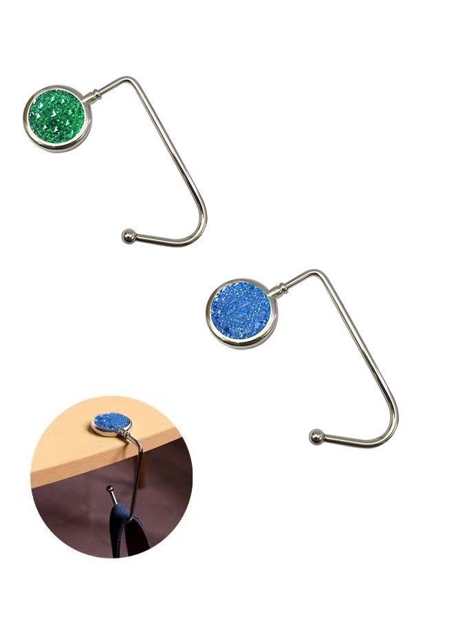2Pack Handbag Purse Hanger Hooks for Table Portable Crystal Diamond Mini Duty Metal Bag - Image 1