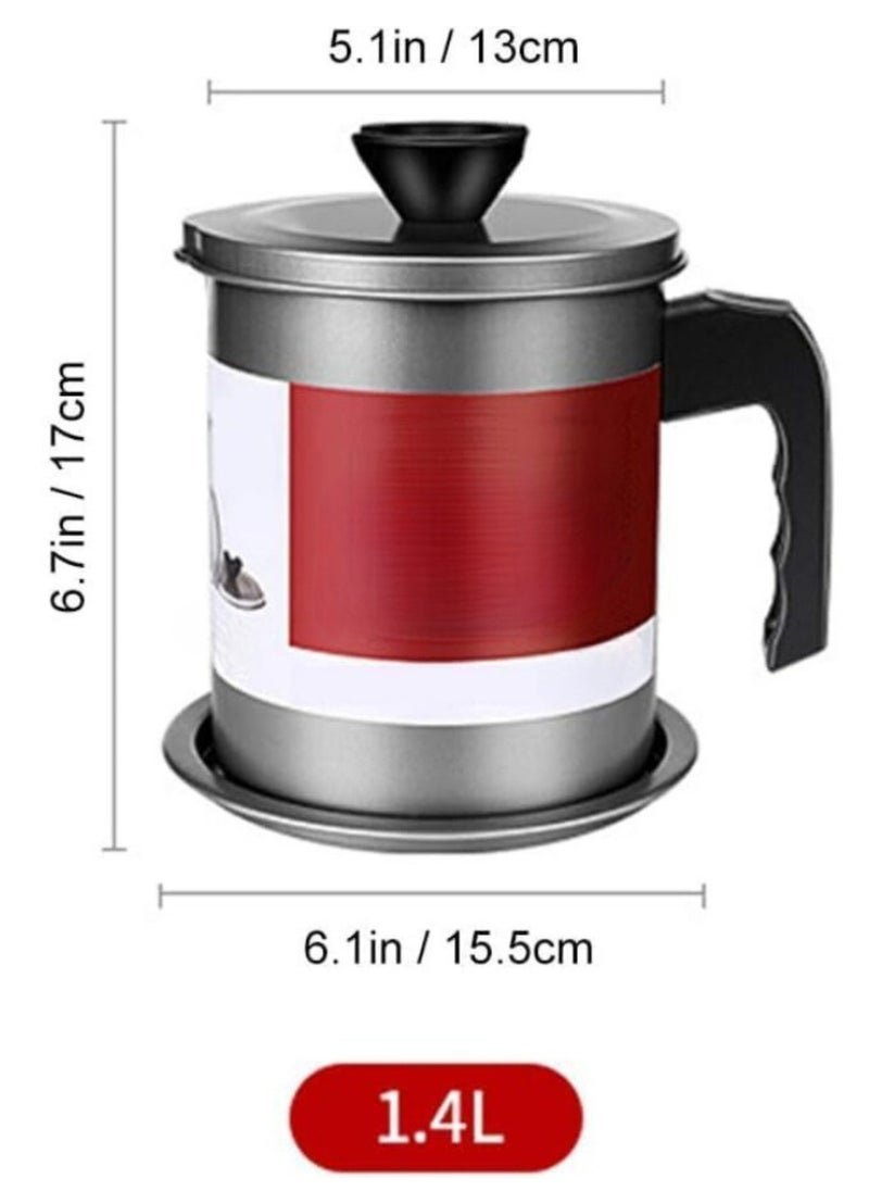 ECVV - وعاء مصفاة الزيت، وعاء من الفولاذ المقاوم للصدأ سعة 1.4 لتر - Image 1