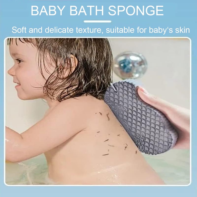 WFWJ 3Pcs Magic Exfoliating Bath Sponge,3D Super Soft Exfoliating Bath Sponge,Remover Dead Skin for Adults Children and Pregnant Women,Reusable(Blue+Pink+Gray) - Image 3