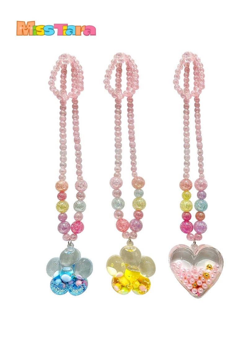 MissTiara 3 Pieces Trendy Acrylic Quicksand Bottle Necklaces For Girls Kids Party Jewelry  - Image 1